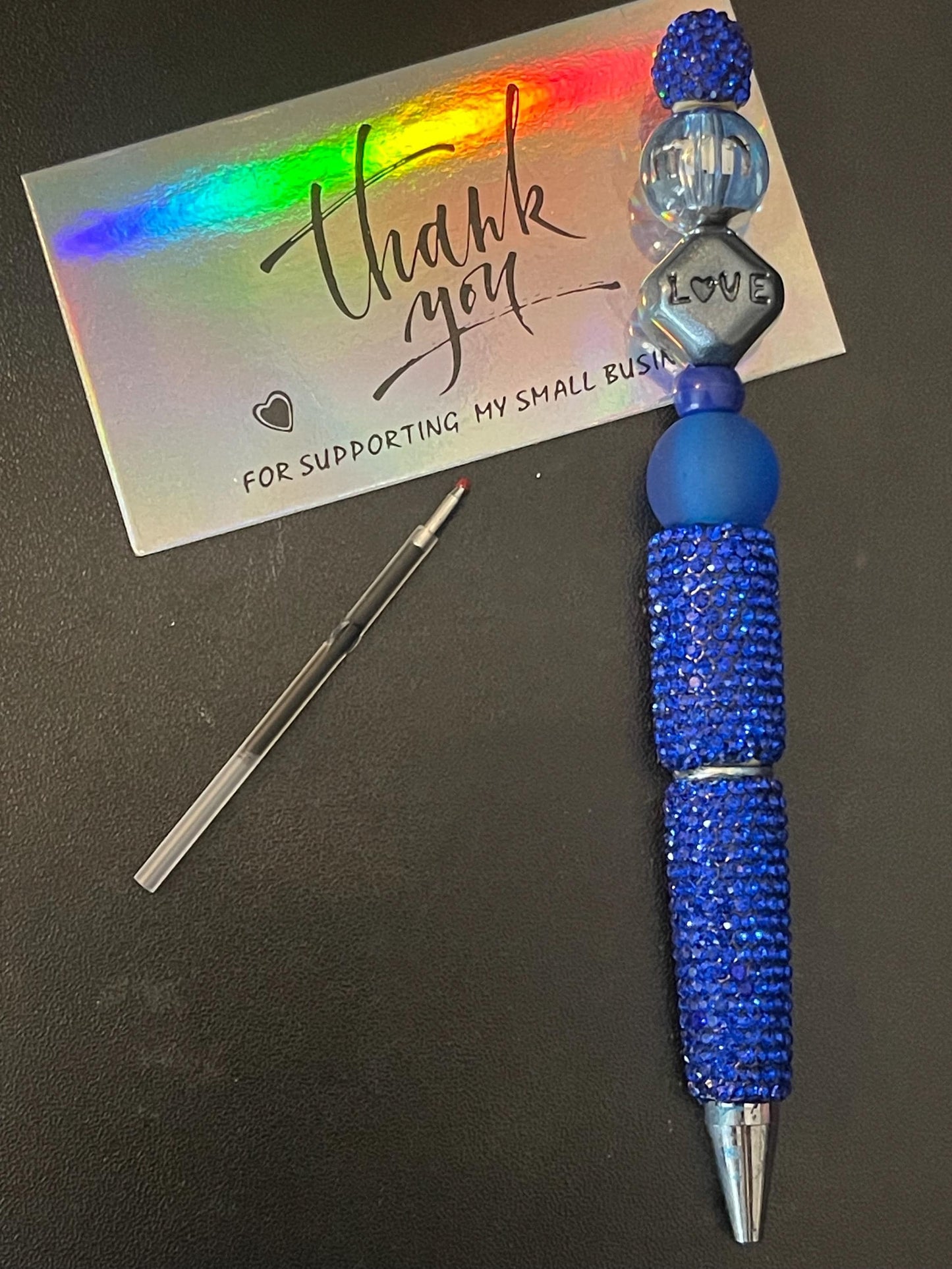 Blue Rhinestone Beaded Pens