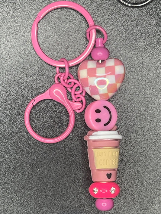 Pink Beaded Keychains