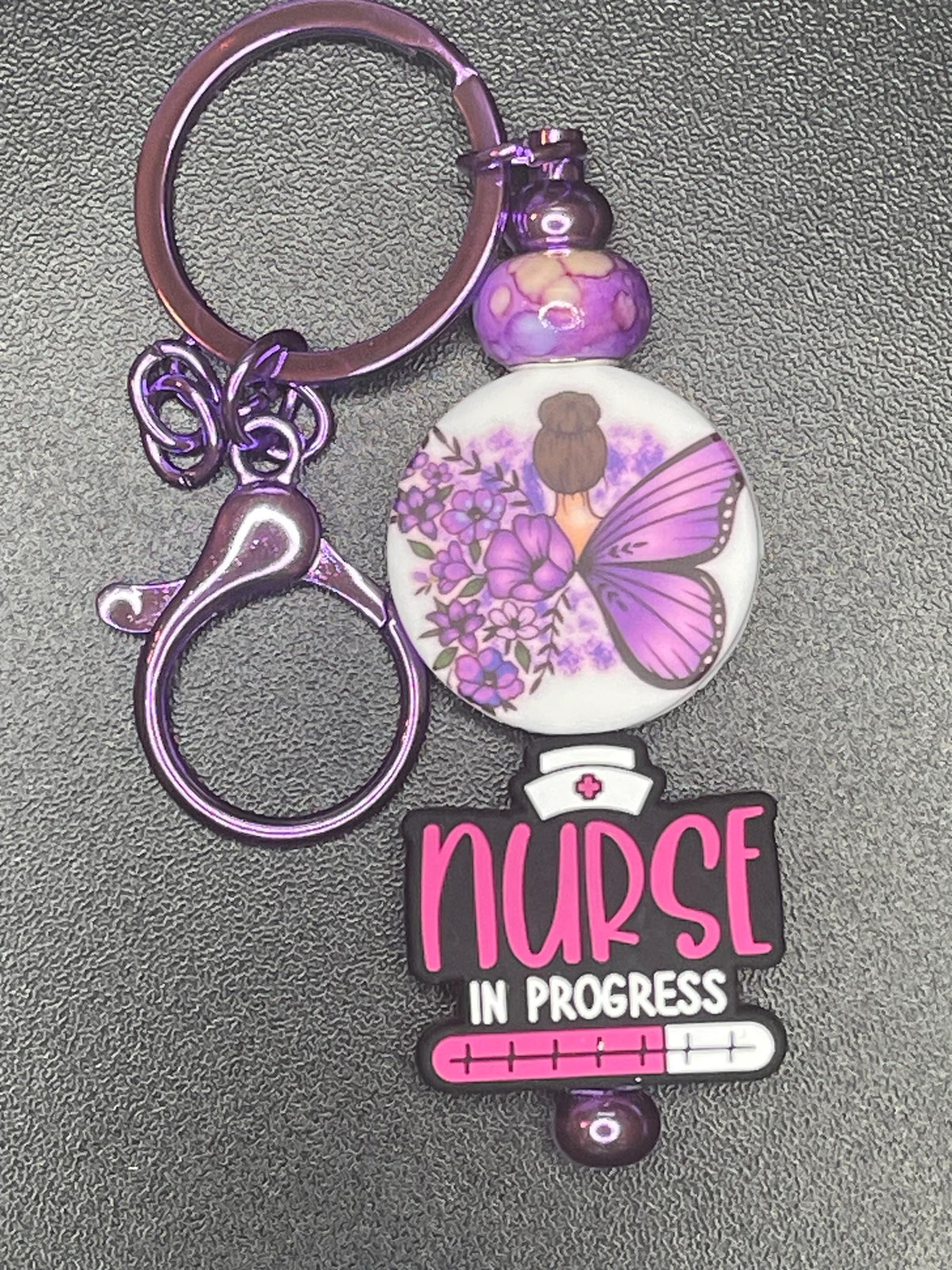 Purple Beaded Keychains