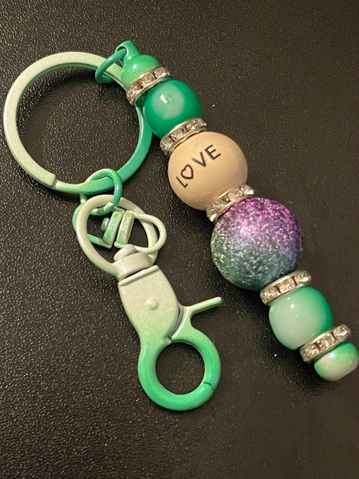 Green Beaded Keychains