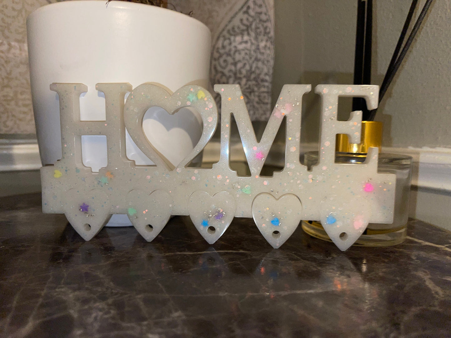 Resin Key Hanger: Glow in the Dark Heart Keychains