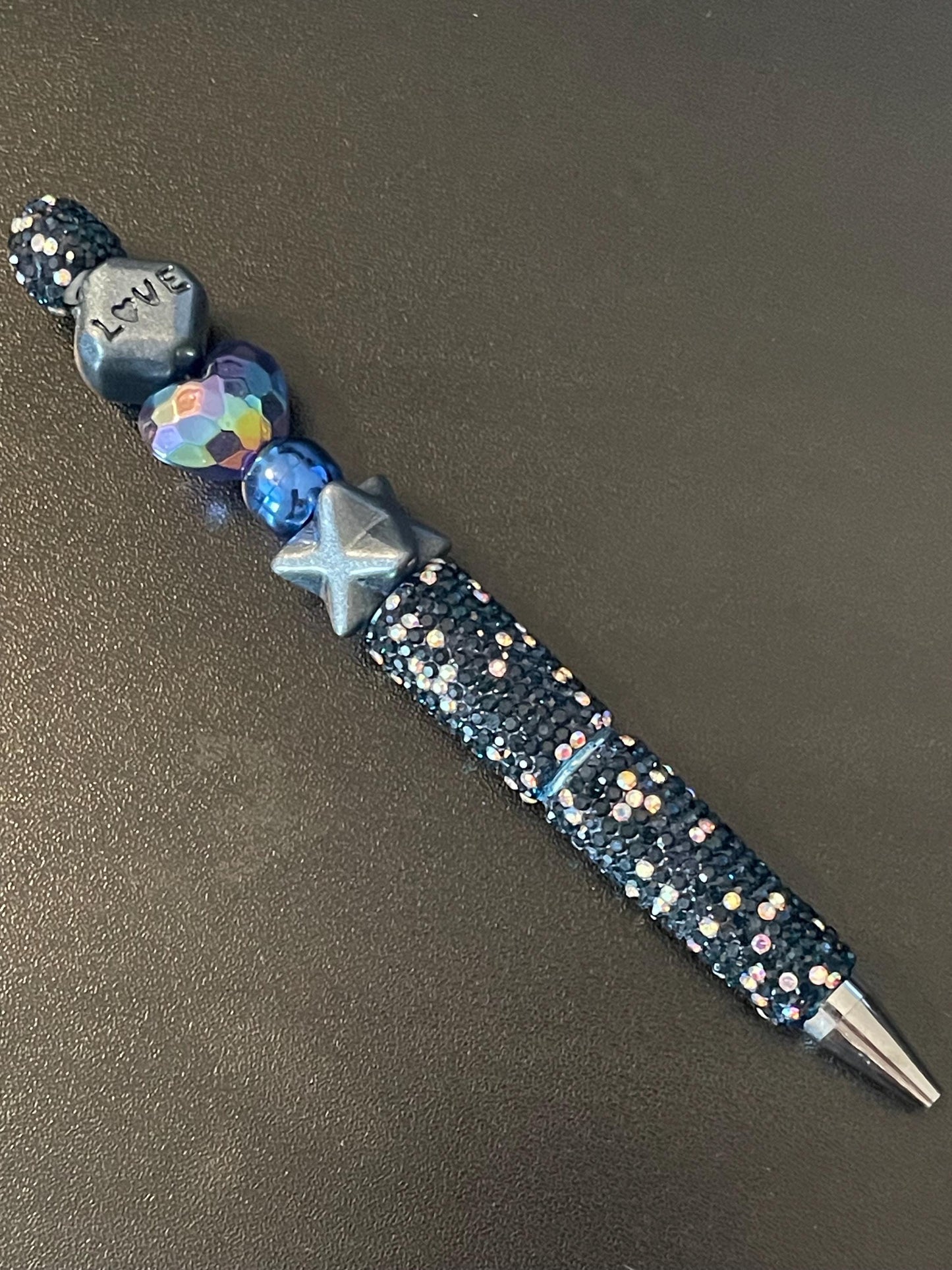 Blue Rhinestone Beaded Pens