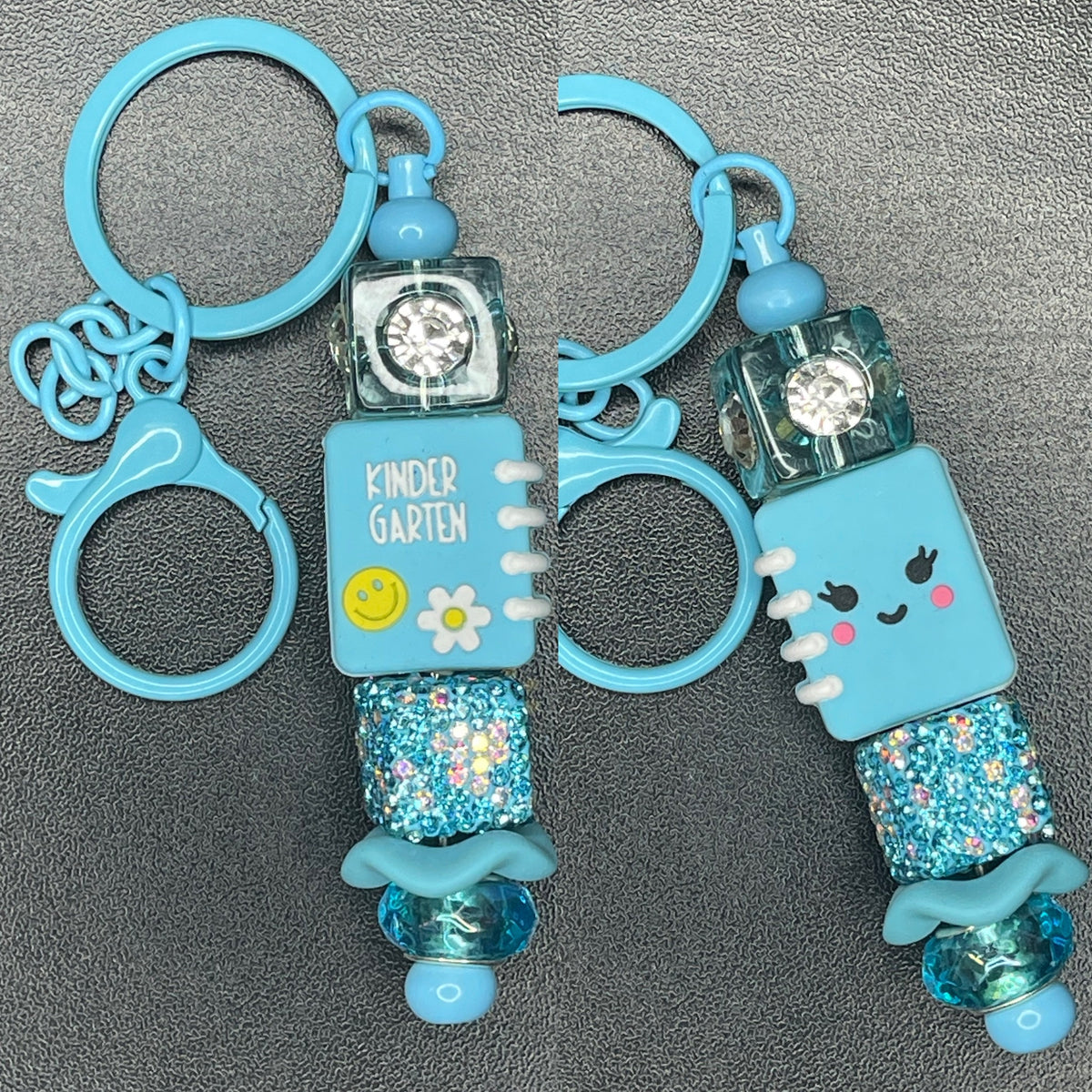 Blue Beaded Keychains