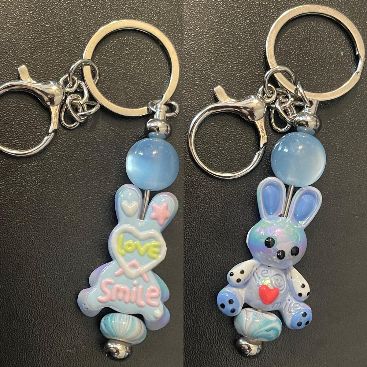 Silver Beaded Keychains