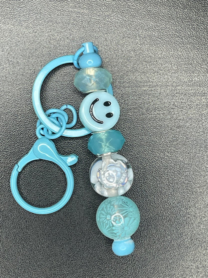 Blue Beaded Keychains