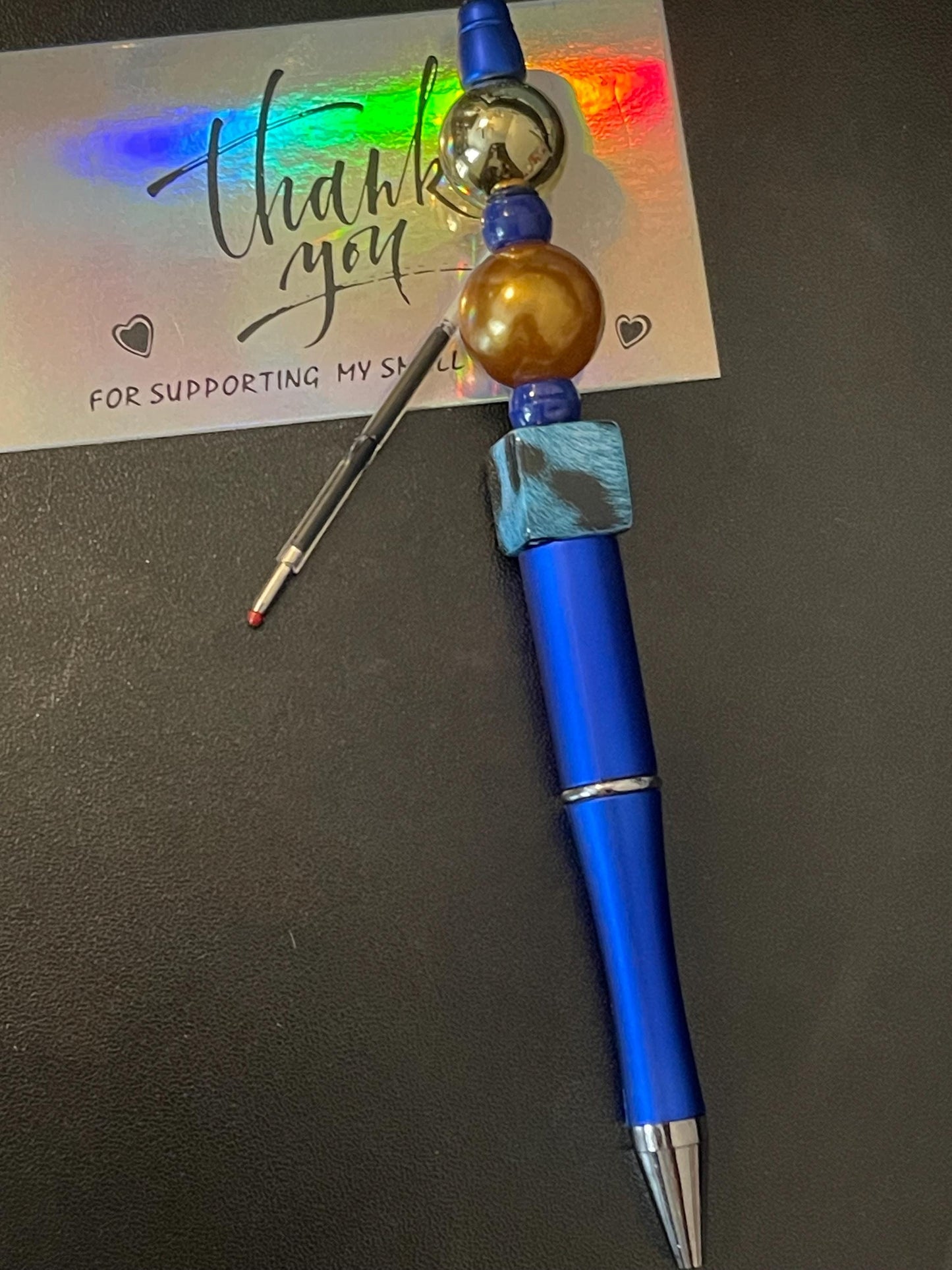 Blue Beaded Pens Ext