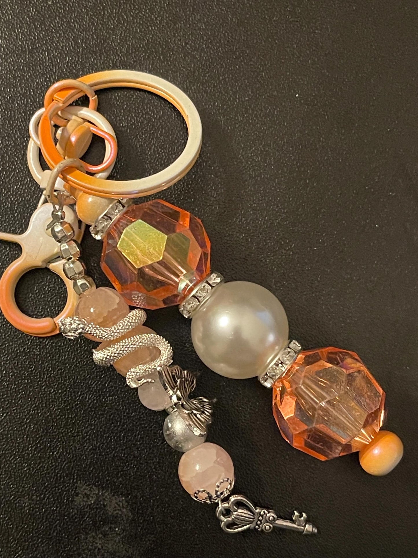 Orange Beaded Keychains