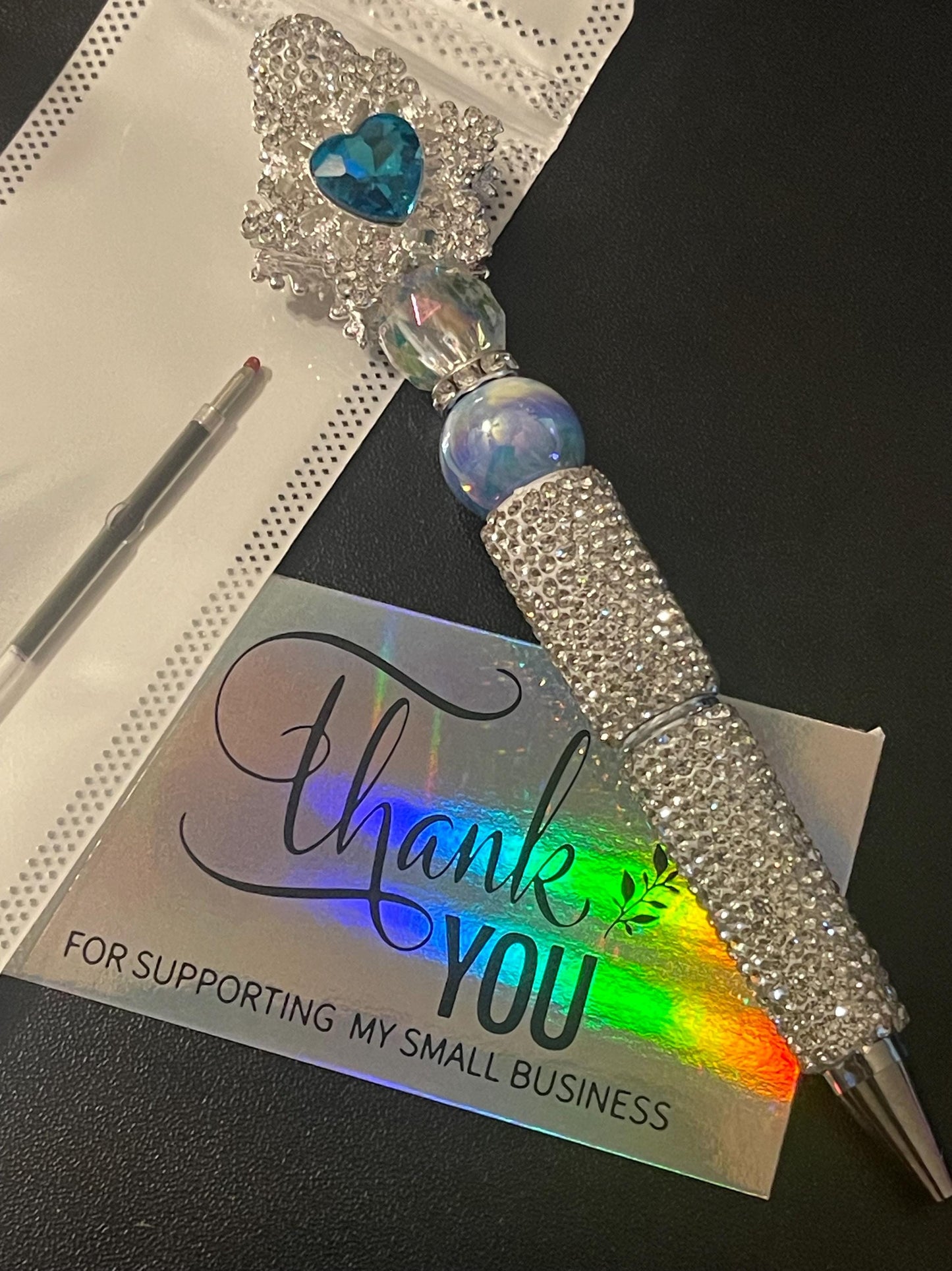 Silver Rhinestone Beaded Pens