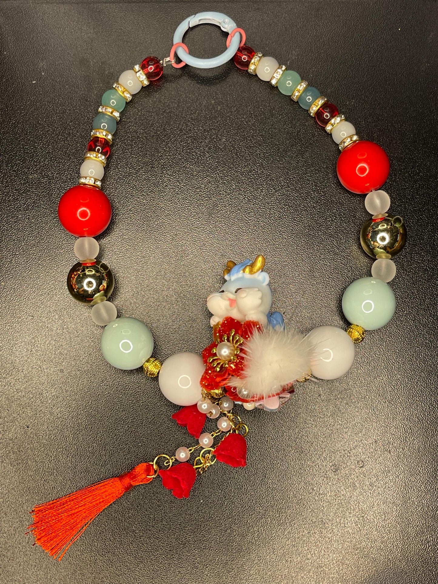 Beaded Phone Charm: Decorative Keychain with Tether
