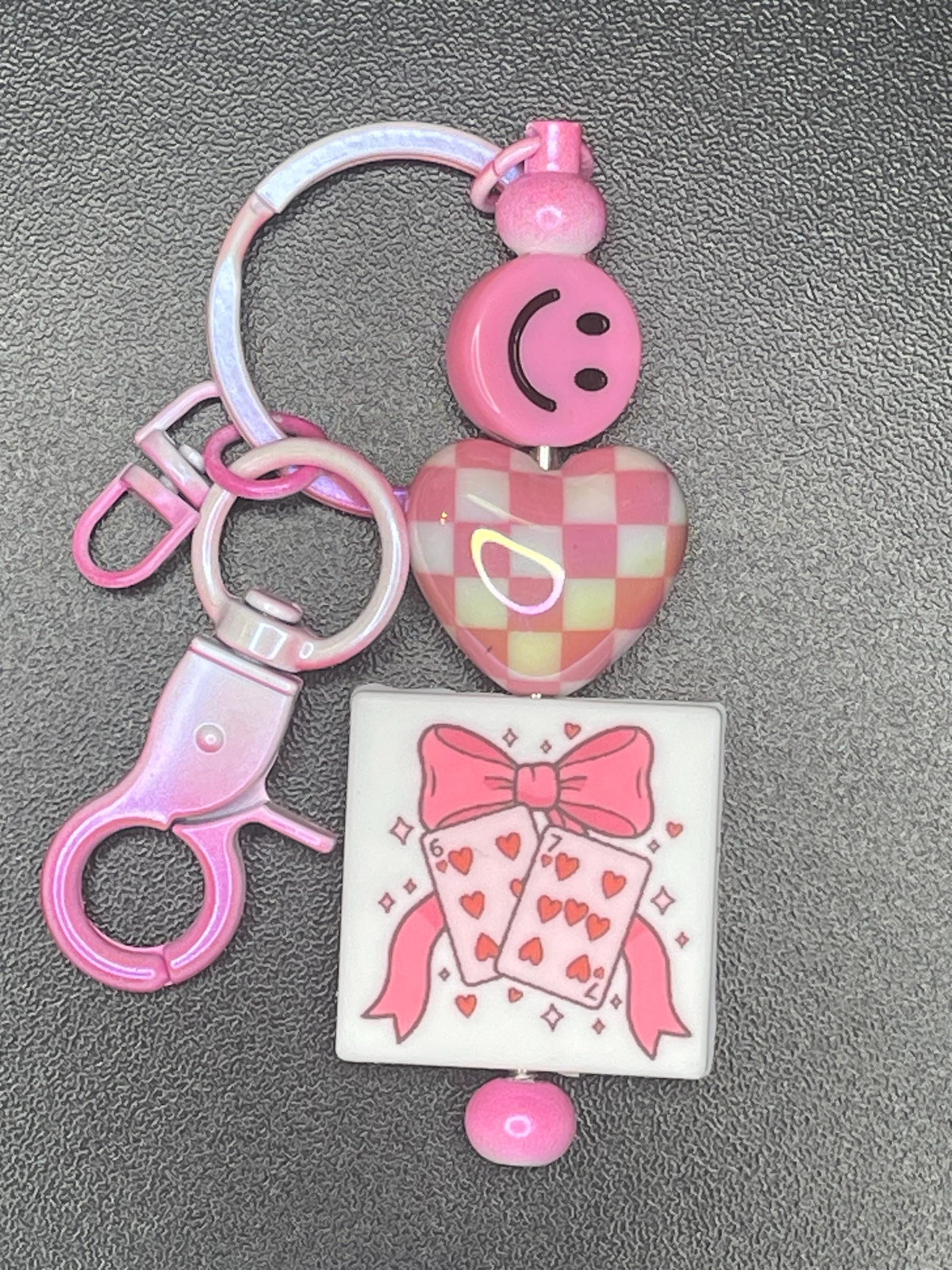 Pink Beaded Keychains