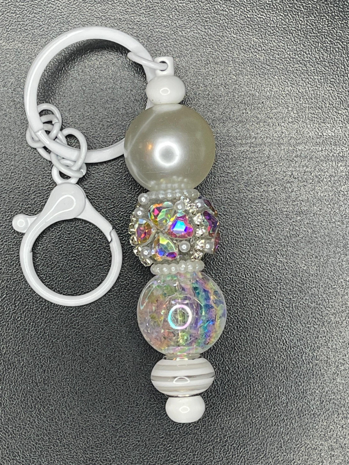 White Beaded Keychains