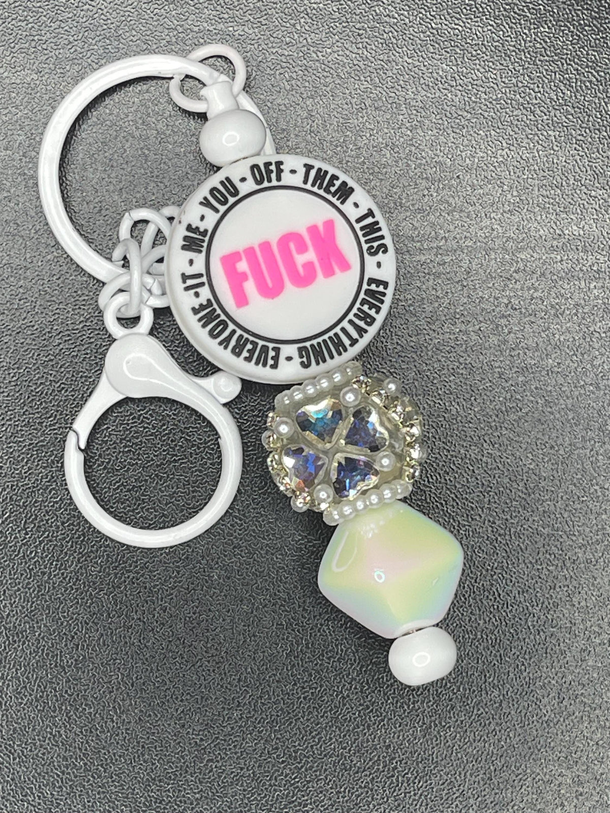 White Beaded Keychains