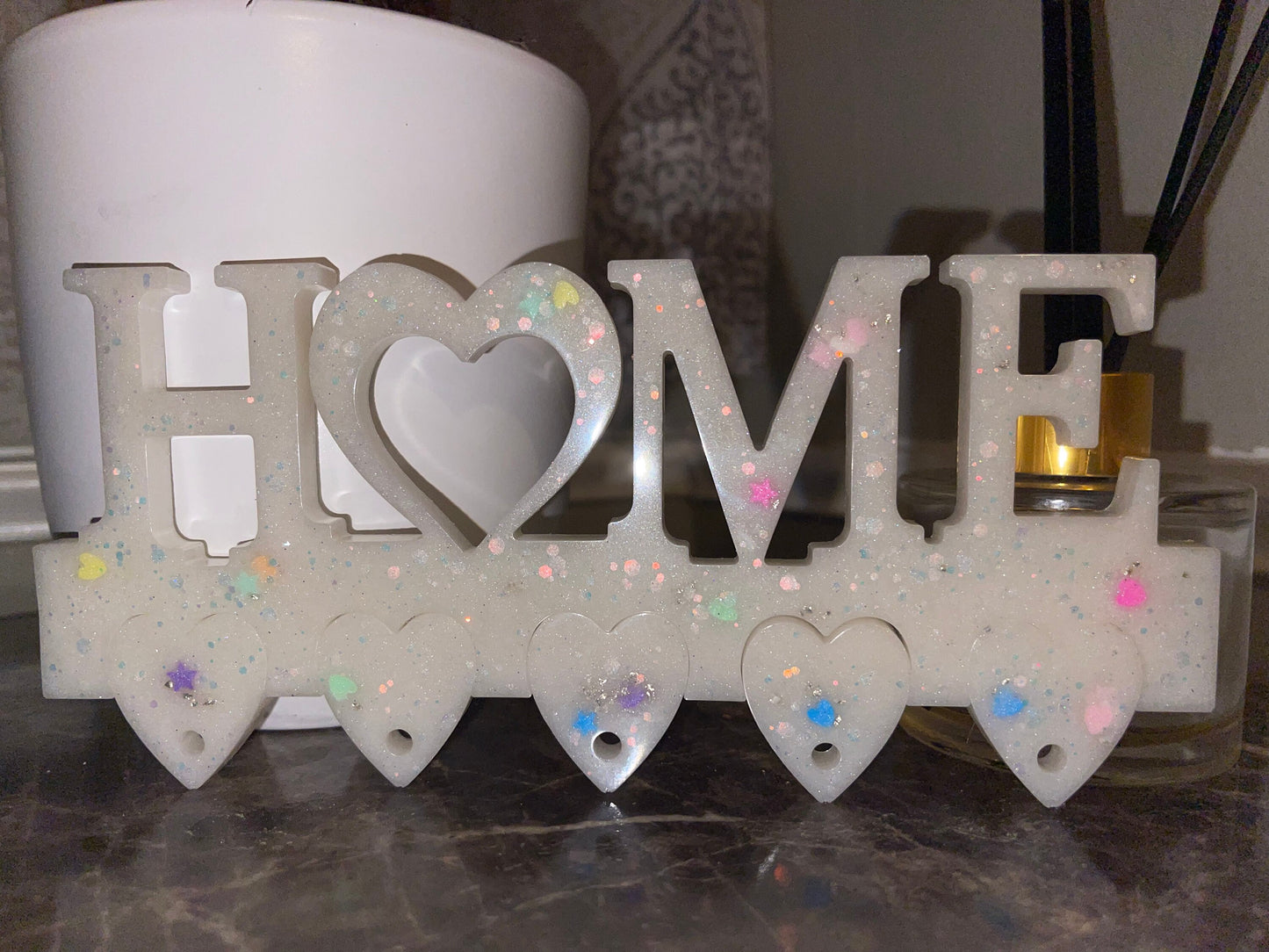 Resin Key Hanger: Glow in the Dark Heart Keychains