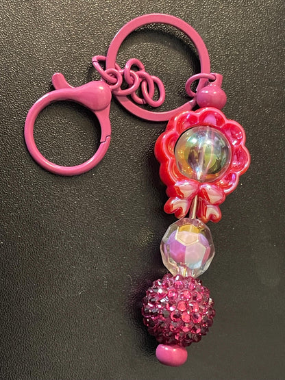Pink Beaded Keychains