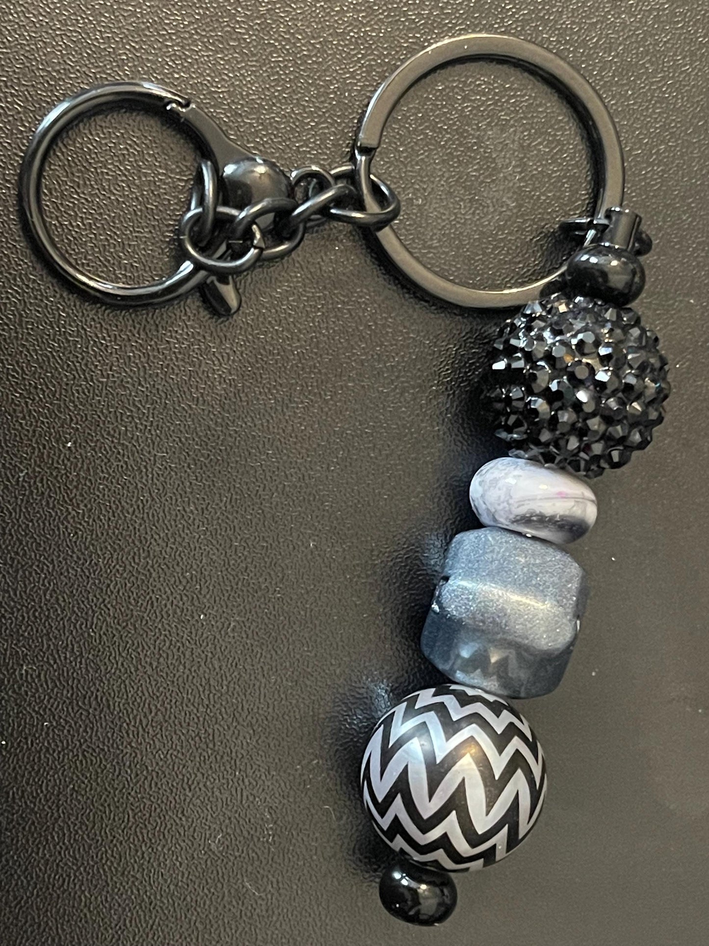 Black Beaded Keychains