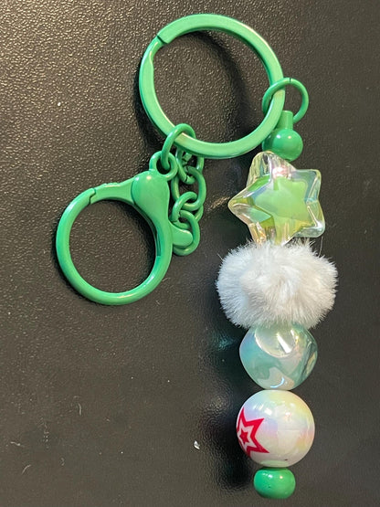 Green Beaded Keychains