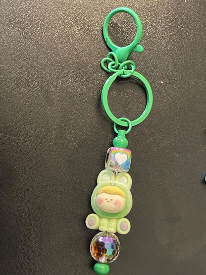 Green Beaded Keychains