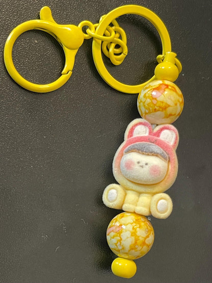 Yellow Beaded Keychains