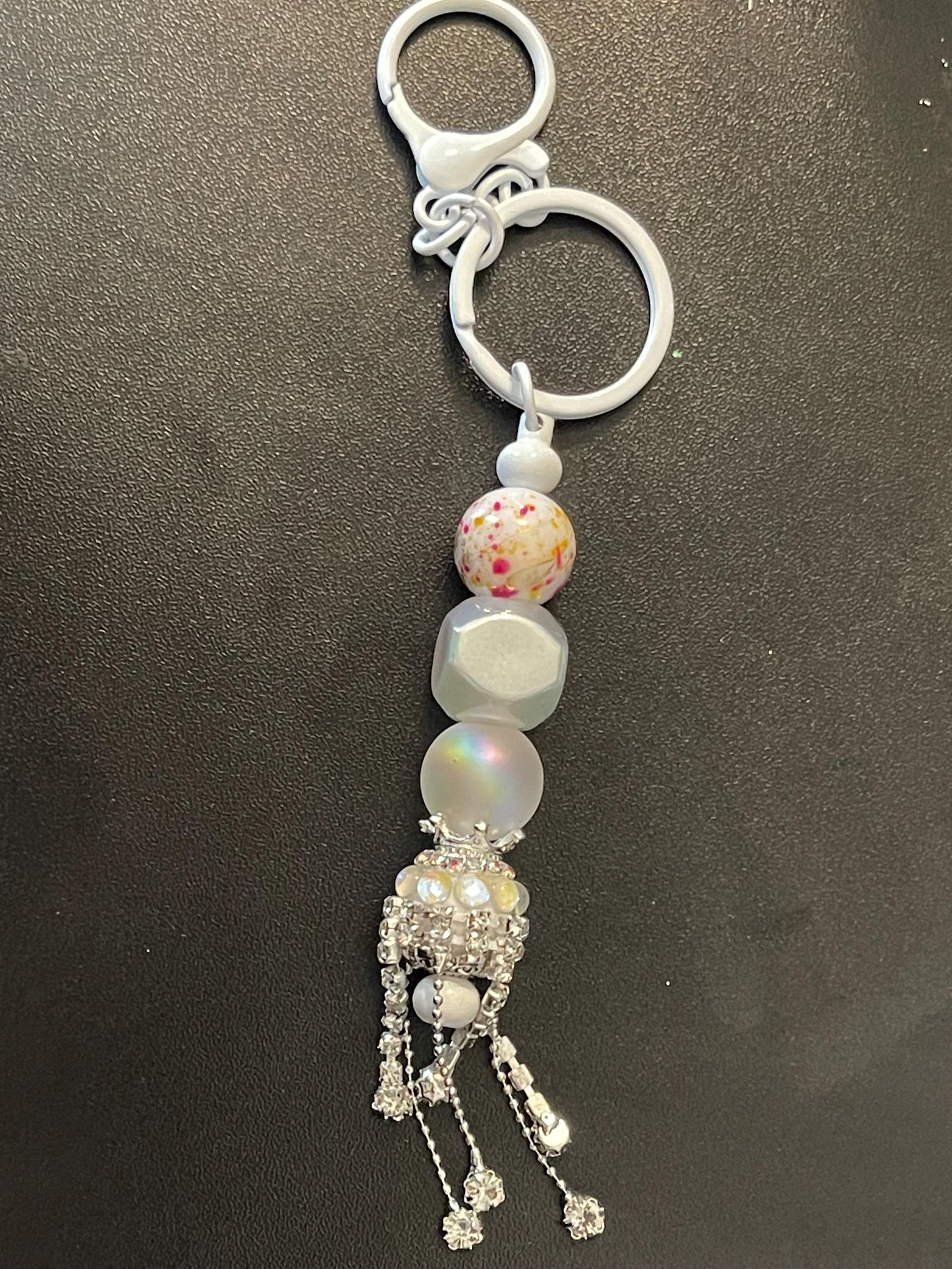 White Beaded Keychains