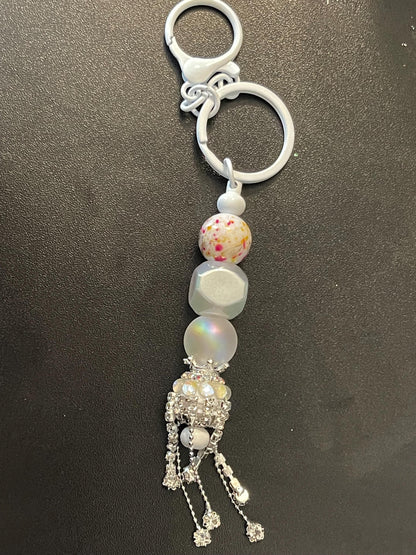 White Beaded Keychains