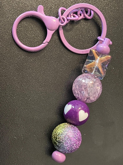 Purple Beaded Keychains