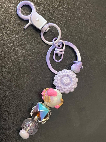 Purple Beaded Keychains