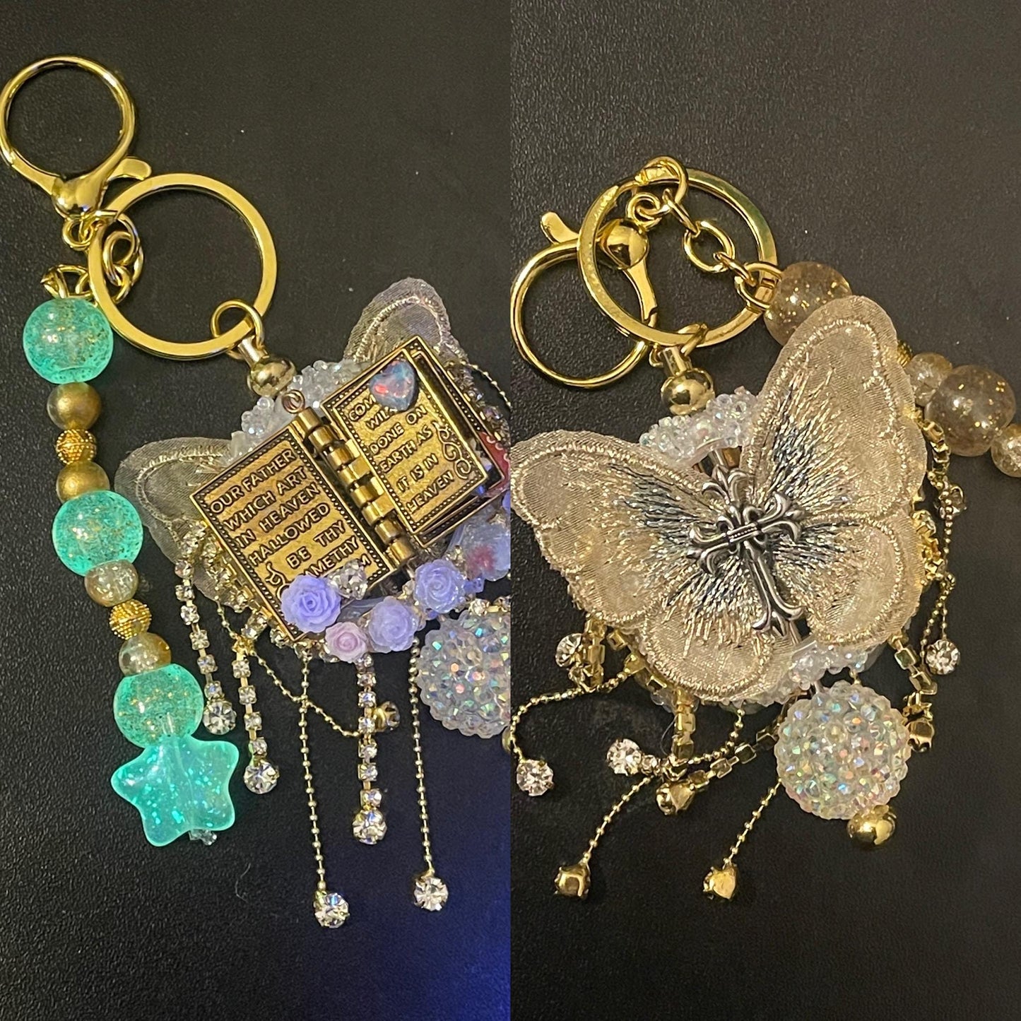 Gold Beaded Keychains