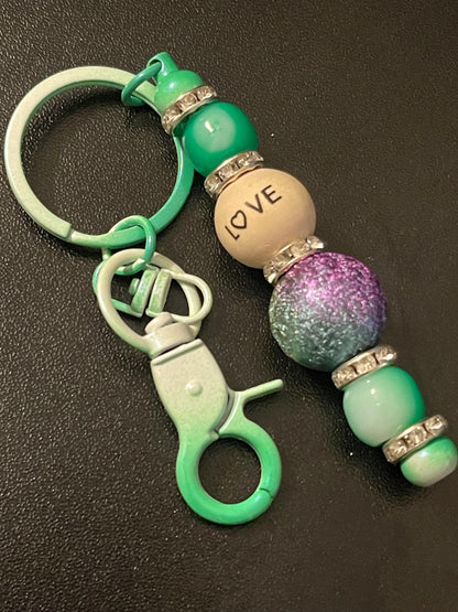 Green Beaded Keychains