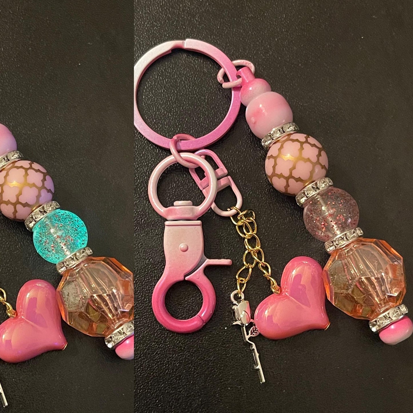 Pink Beaded Keychains