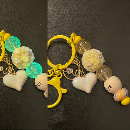 Yellow Beaded Keychains