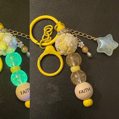 Yellow Beaded Keychains