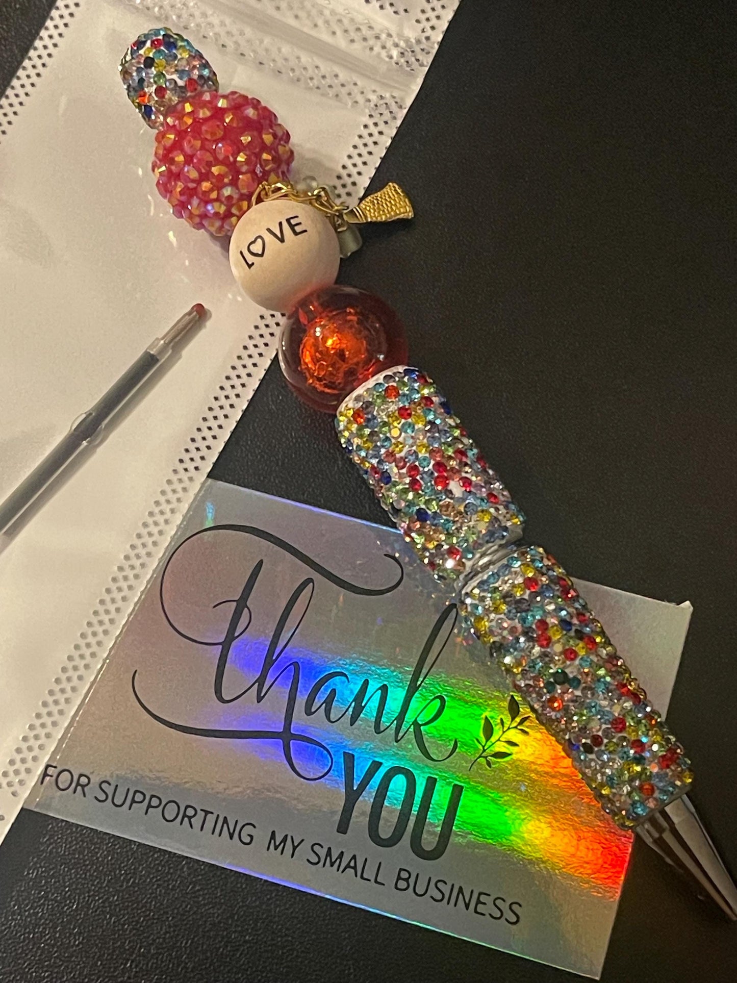 Multicolor Rhinestoned Beaded Pens