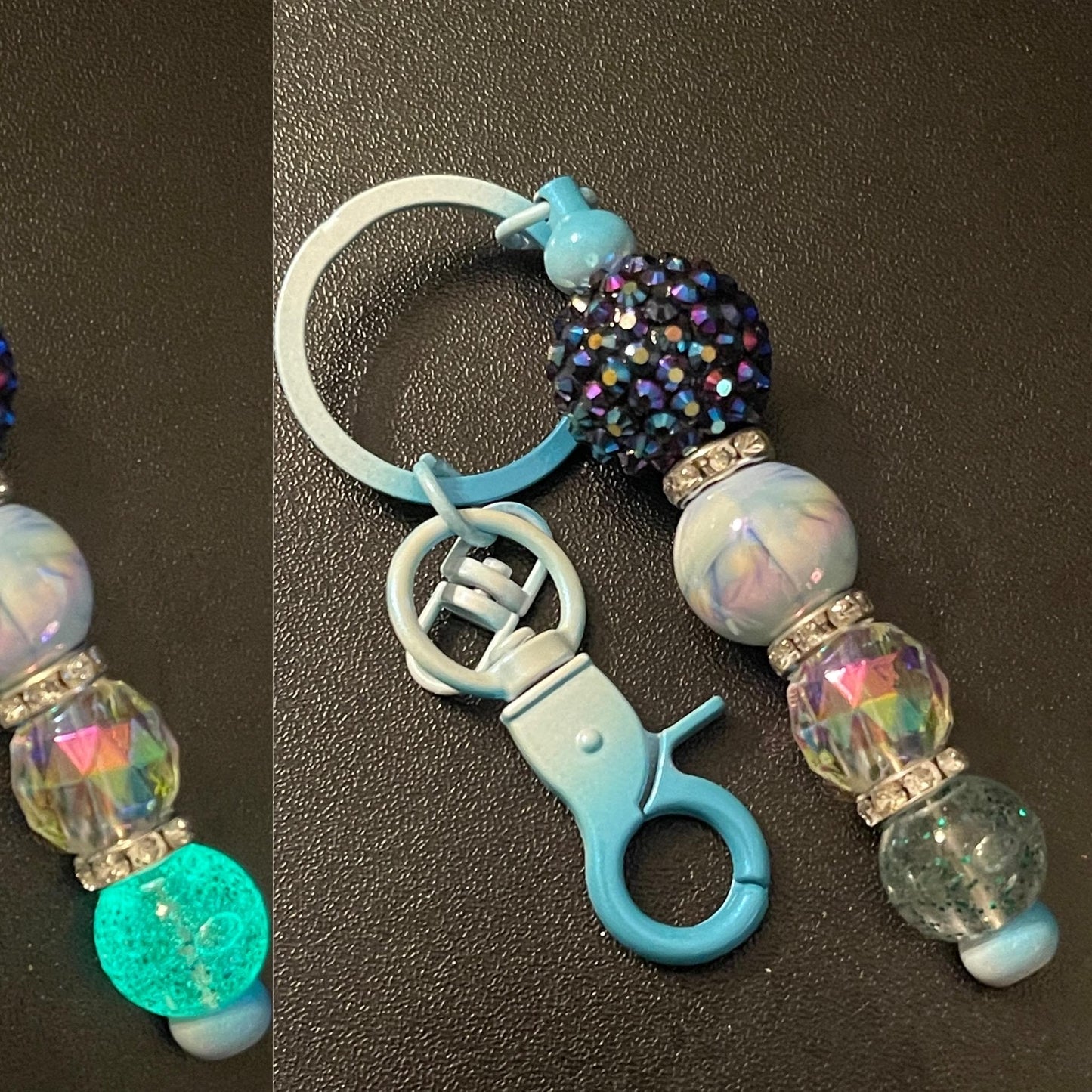 Blue Beaded Keychains