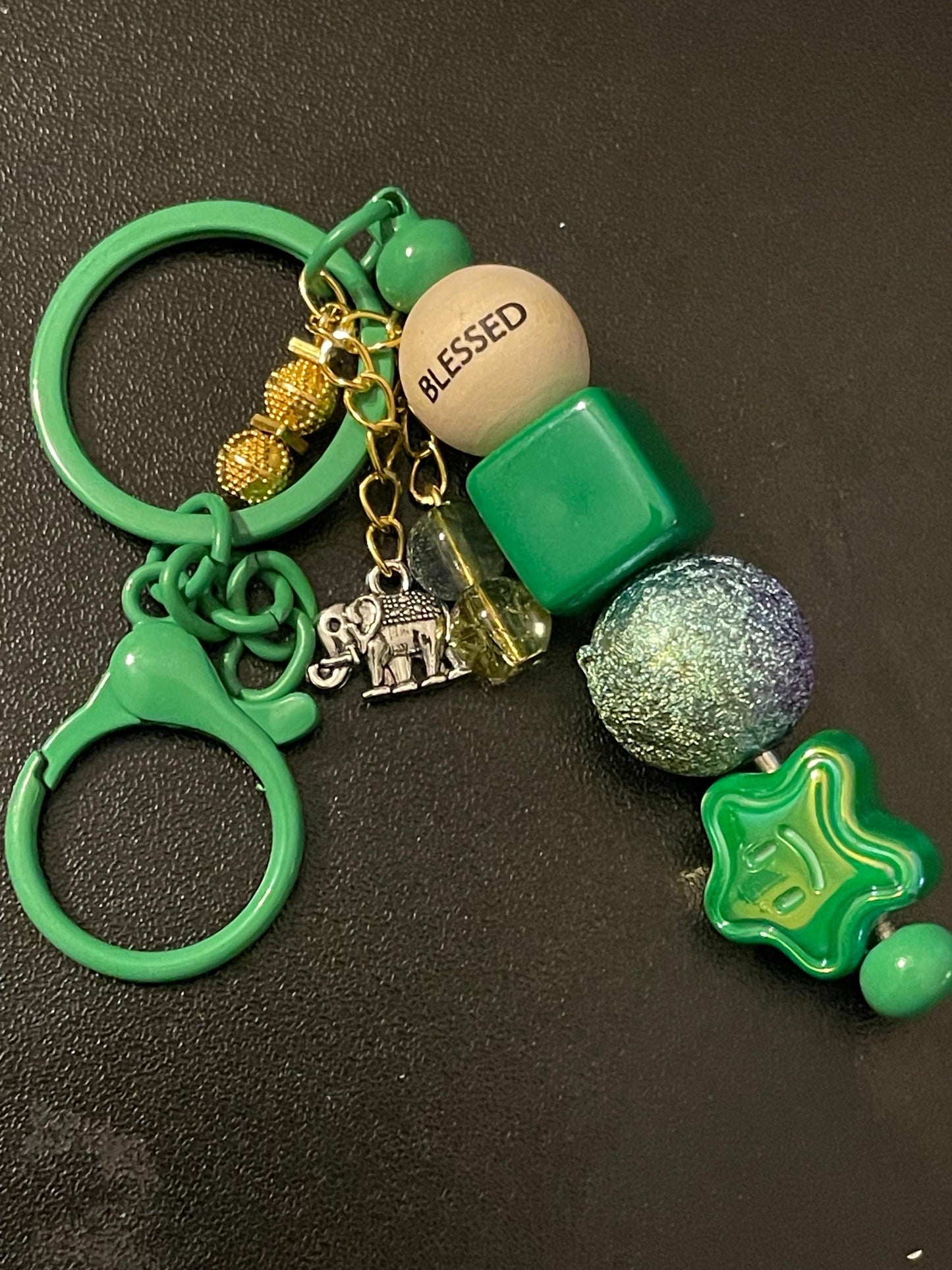 Green Beaded Keychains
