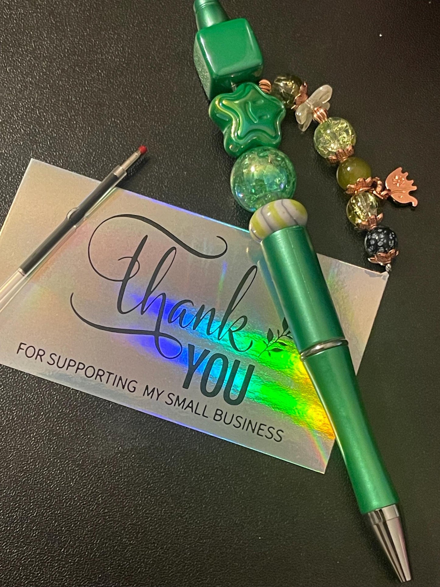 Green Beaded Pens