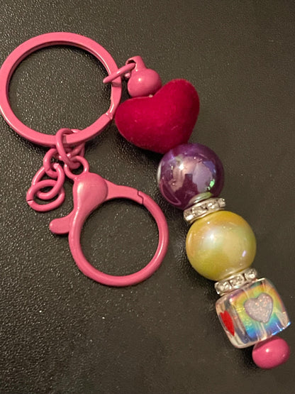 Pink Beaded Keychains