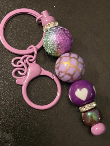 Purple Beaded Keychains