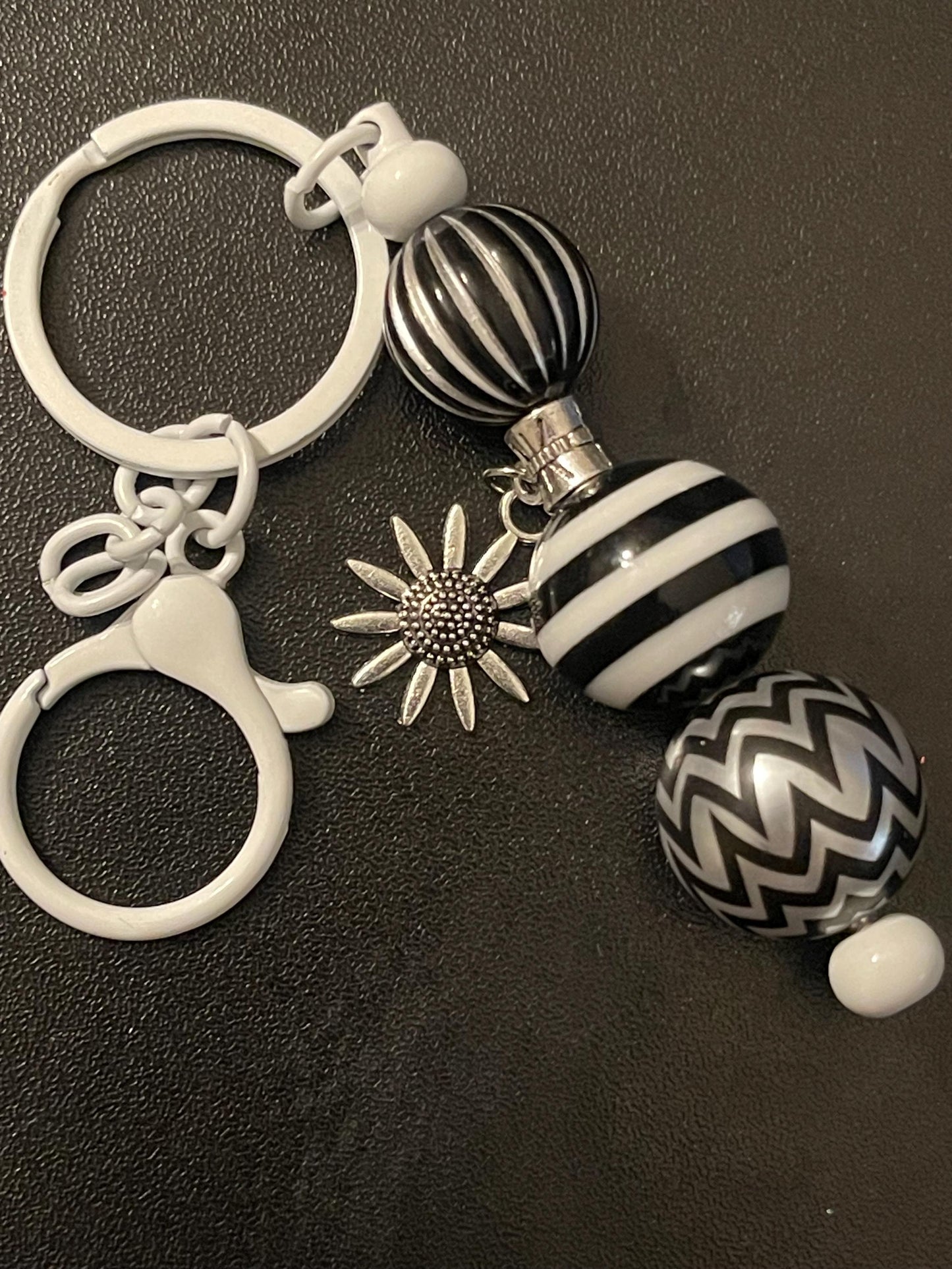 White Beaded Keychains