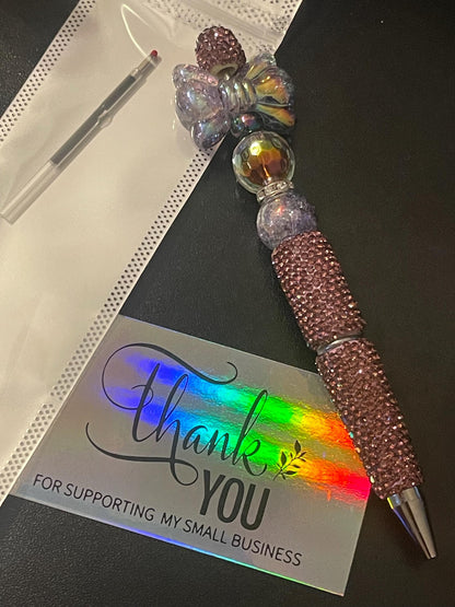 Pink Rhinestoned Beaded Pens