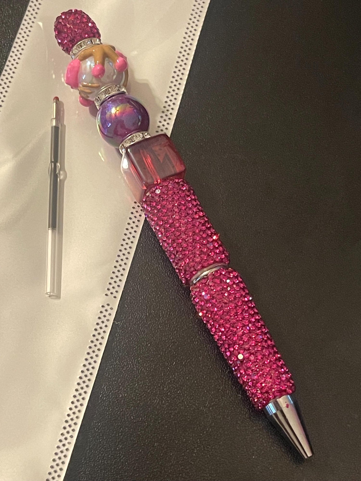 Pink Rhinestoned Beaded Pens