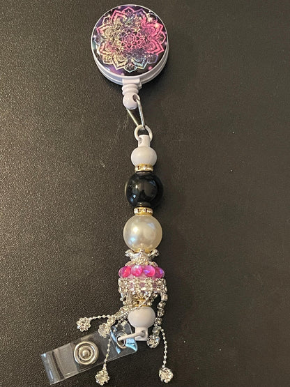 Beaded Clip-On ID Badge Reel