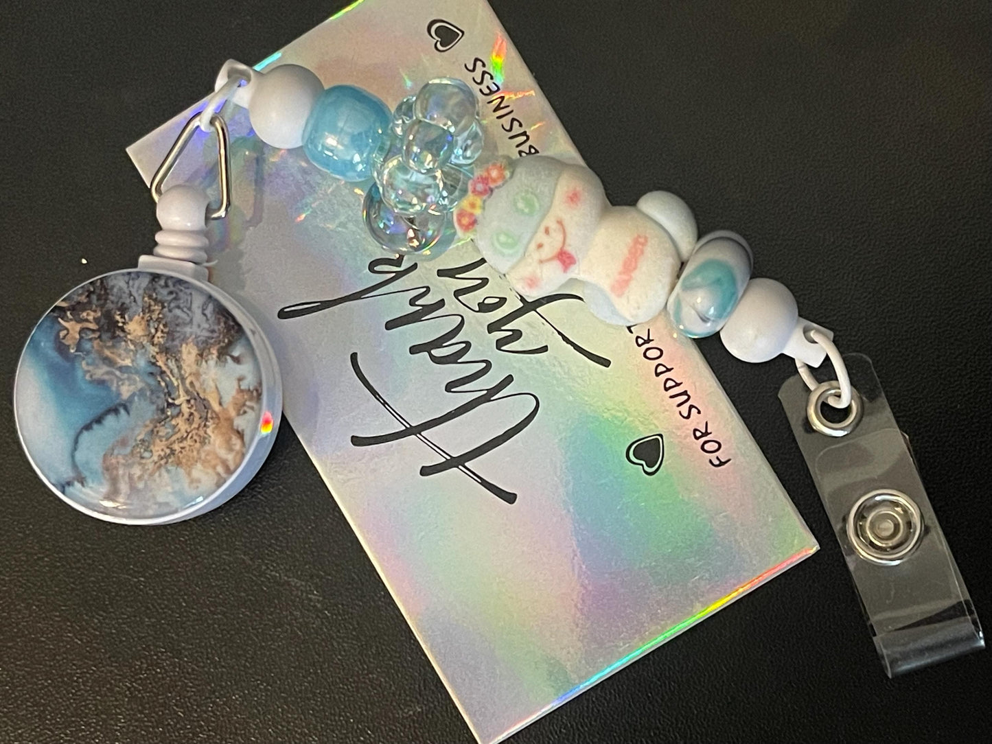Beaded Clip-On ID Badge Reel