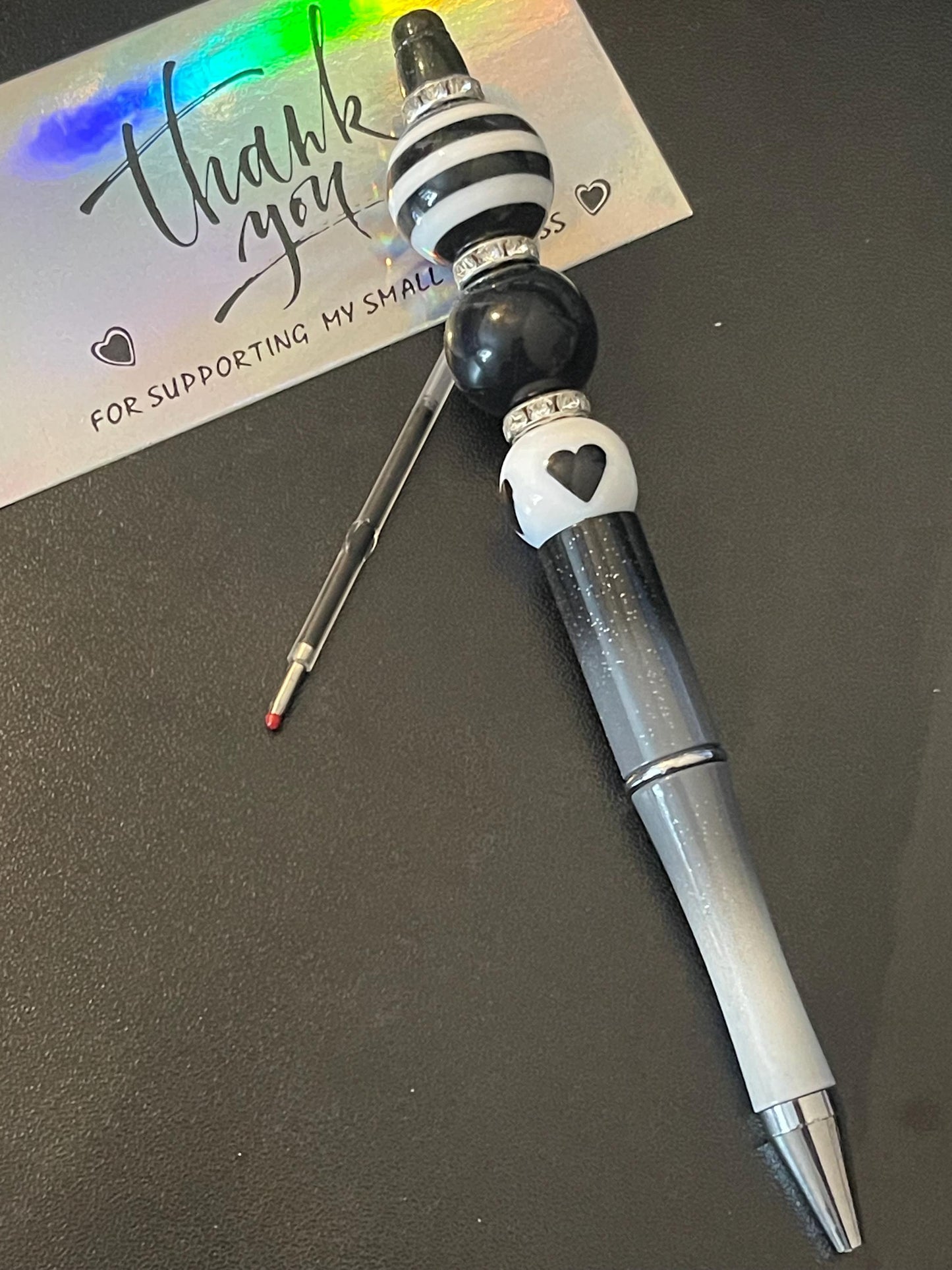 Black Beaded Pens