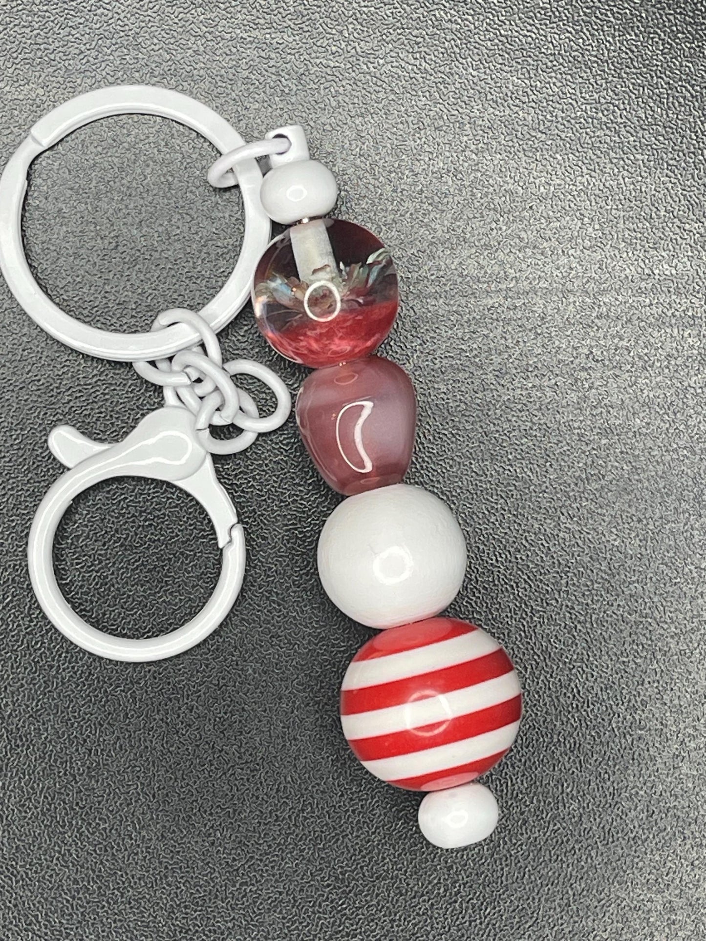 White Beaded Keychains
