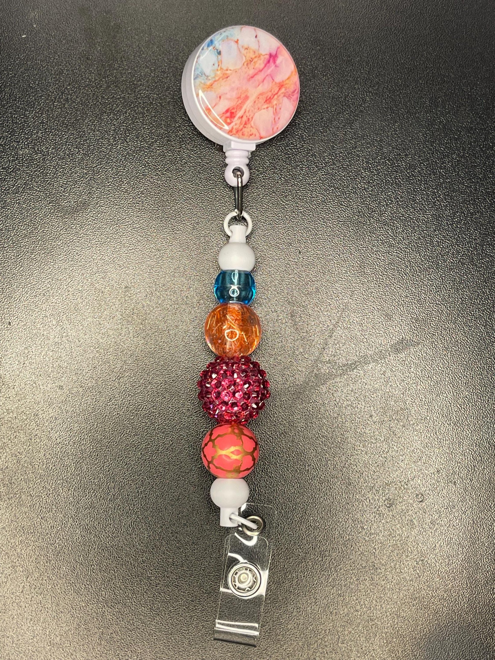 Beaded Clip-On ID Badge Reel