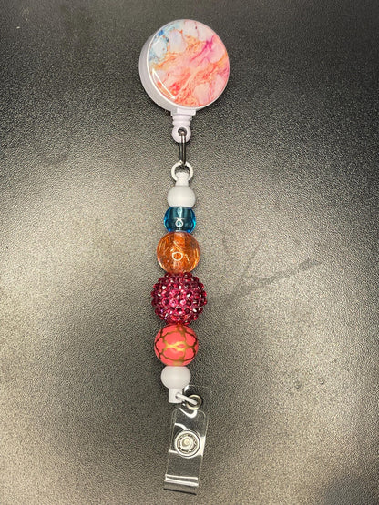 Beaded Clip-On ID Badge Reel