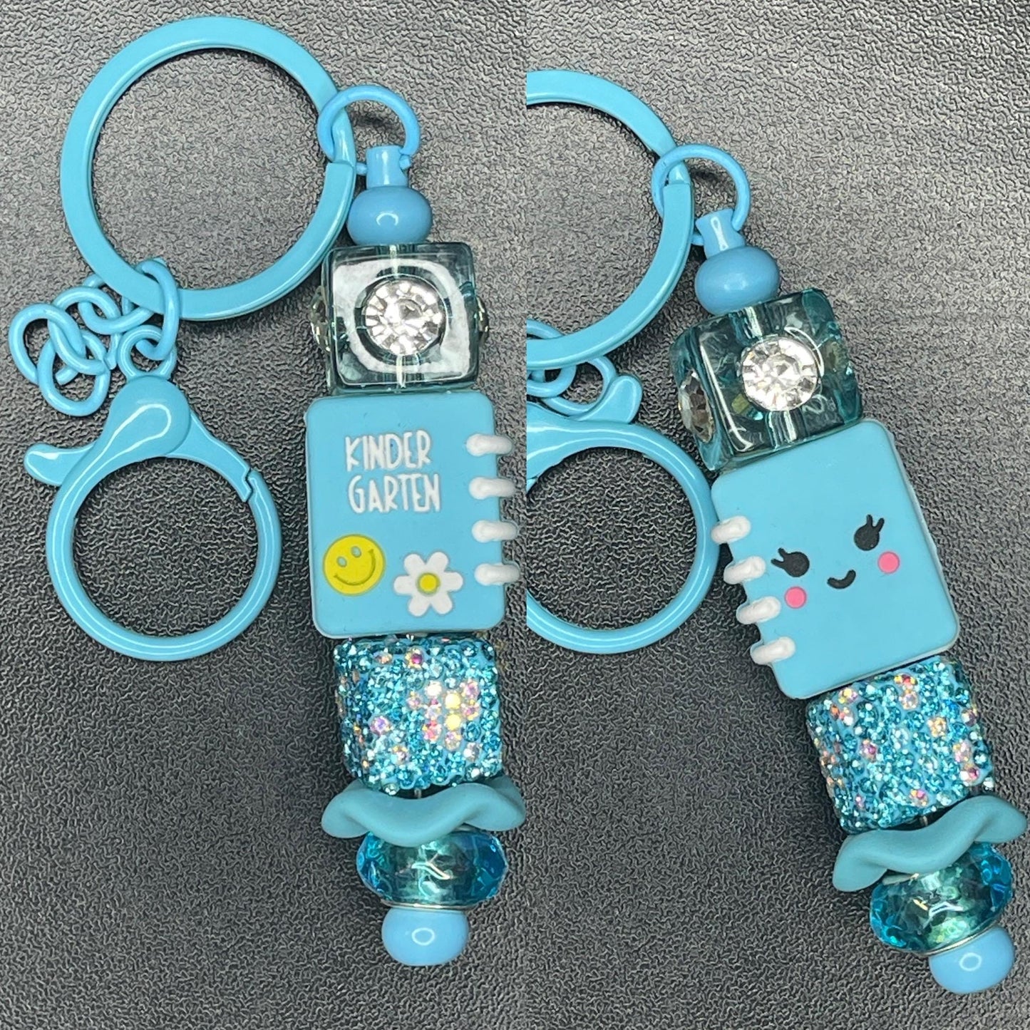 Blue Beaded Keychains