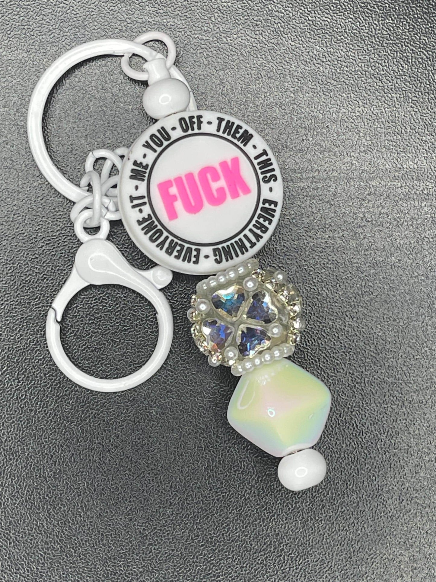White Beaded Keychains