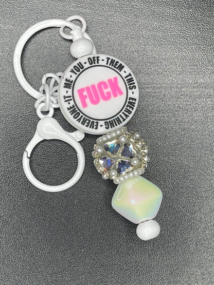 White Beaded Keychains