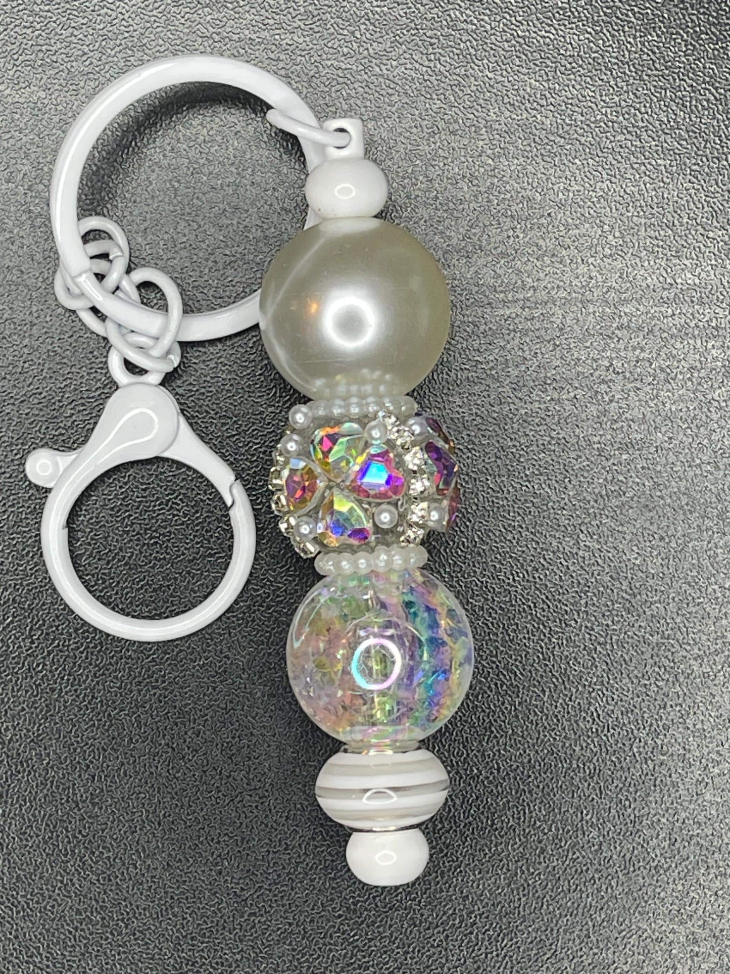 White Beaded Keychains